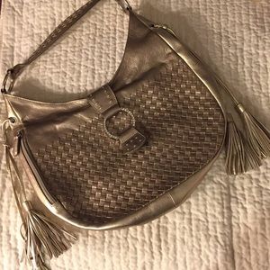 Metallic GOLD WOVEN LEATHER BAG